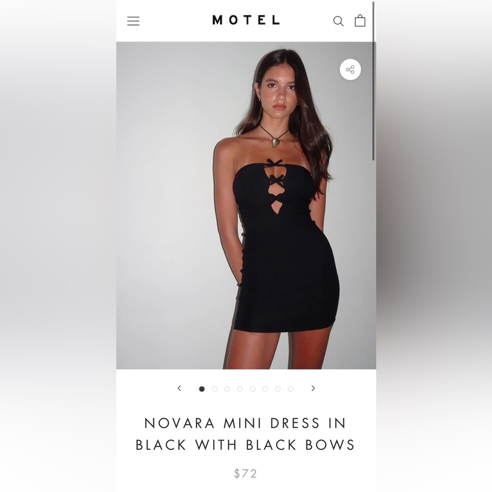 Motel rocks NOVARA MINI DRESS IN BLACK WITH BLACK BOWS size Medium
